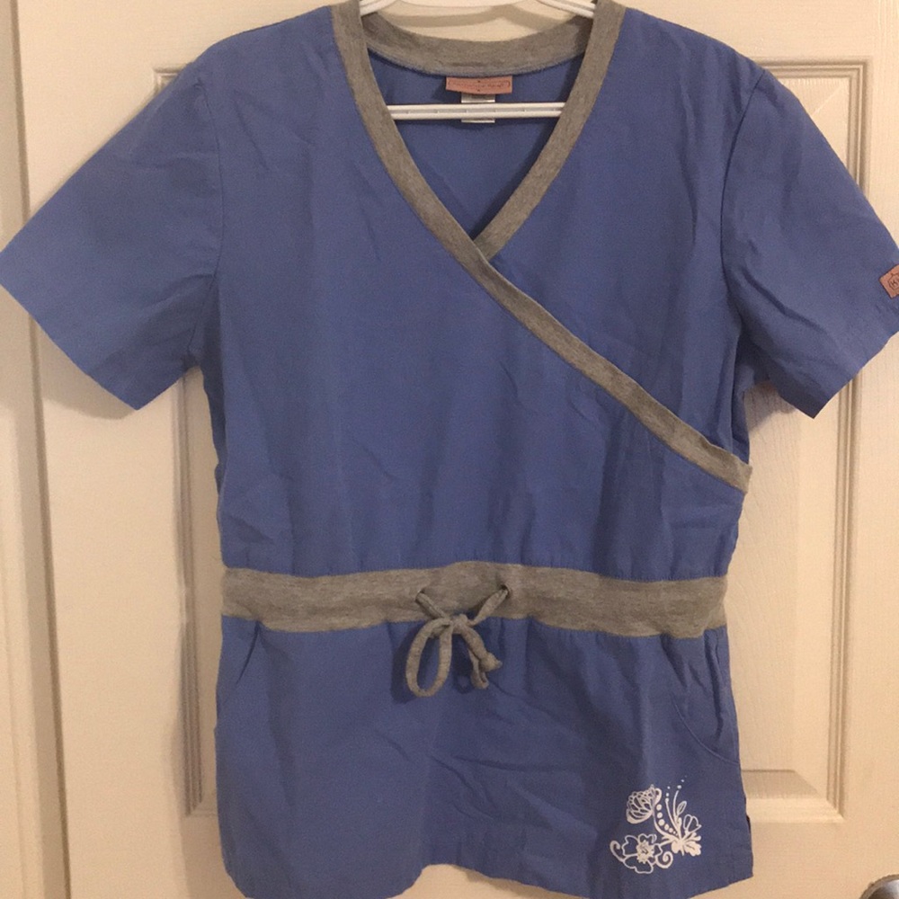 Light blue scrub top and pants